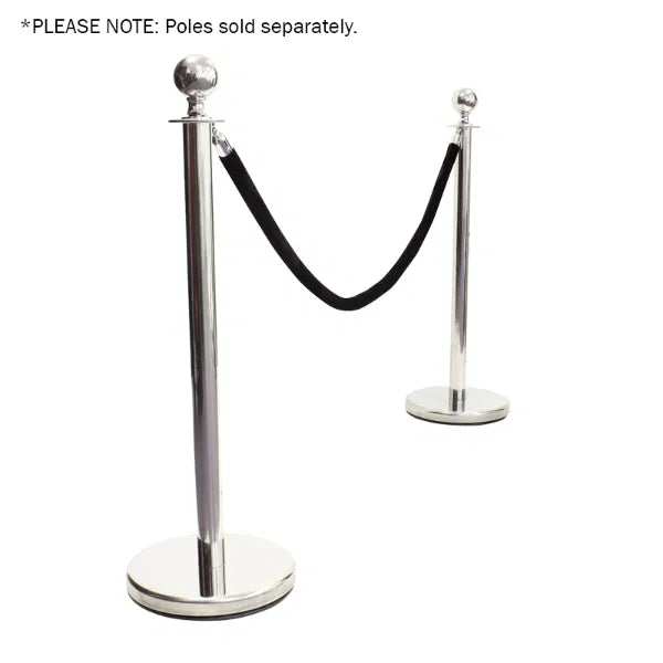 Chrome Barrier Rope, Black Velvet