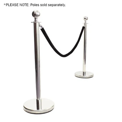 Chrome Barrier Rope, Black Velvet