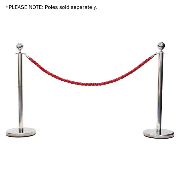 Chrome Barrier Rope, Red Twisted