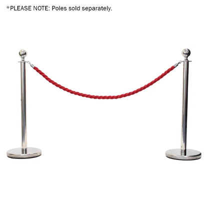 Chrome Barrier Rope, Red Twisted