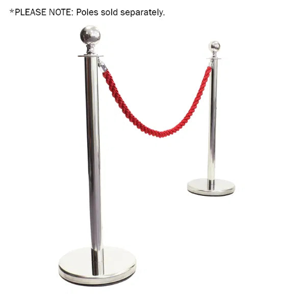 Chrome Barrier Rope, Red Twisted