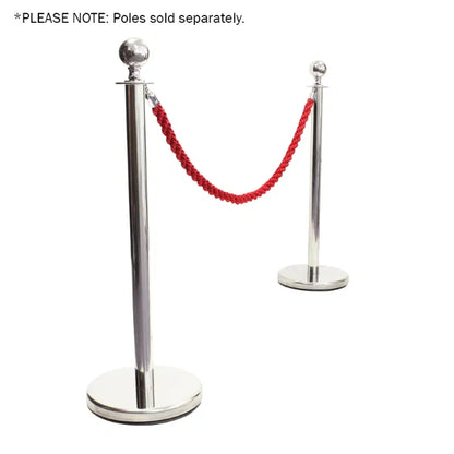 Chrome Barrier Rope, Red Twisted