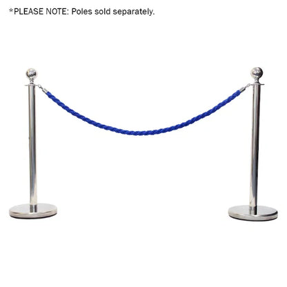 Chrome Barrier Rope, Blue Twisted