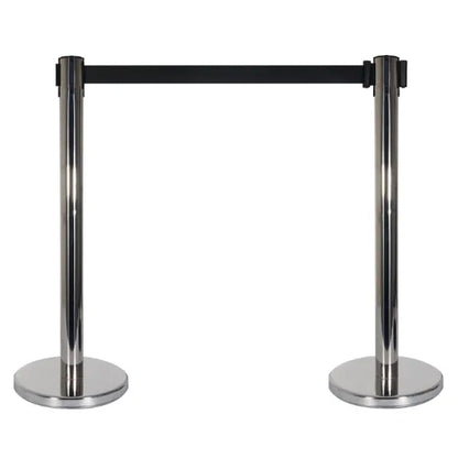 Retractable Barriers - Chrome Pole / Black Strap (Set of 2)