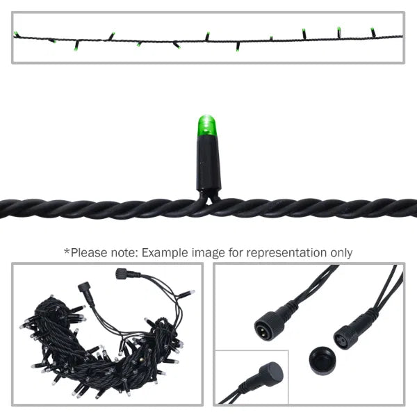 Rubber Connectable, Dimmable LED String Lights Green, 10m