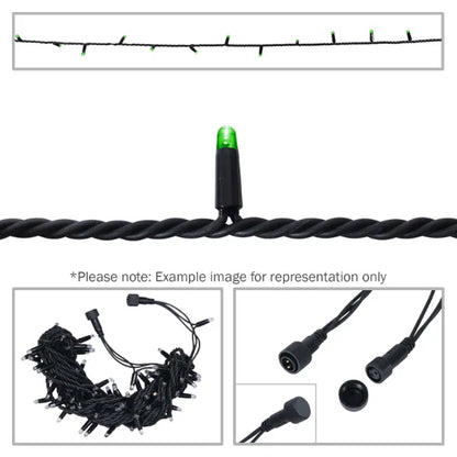 Rubber Connectable, Dimmable LED String Lights Green, 20m