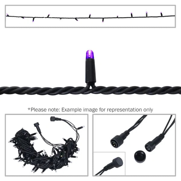 Rubber Connectable, Dimmable LED String Lights Purple, 10m