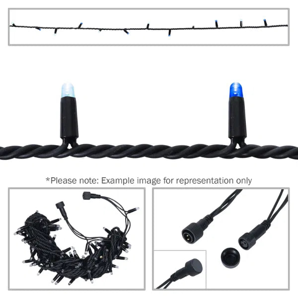 Rubber Connectable, Dimmable LED String Lights Blue/Cool White, 20m