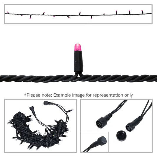 Rubber Connectable, Dimmable LED String Lights Pink, 20m