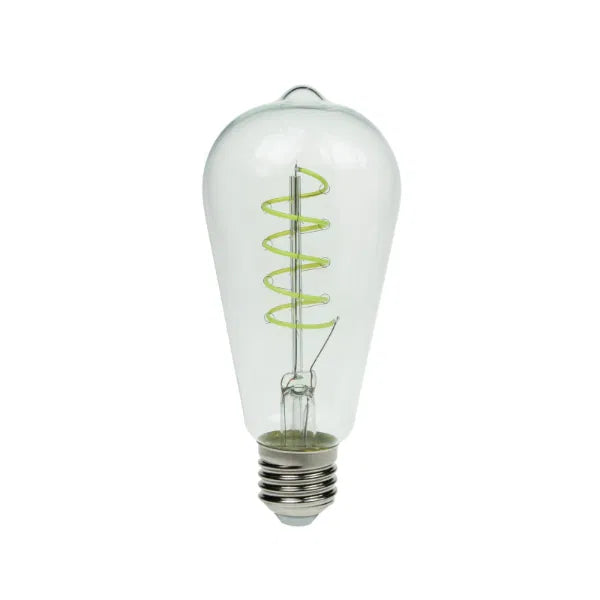 4W LED ST64 Spiral Funky Filament Lamp ES, Green