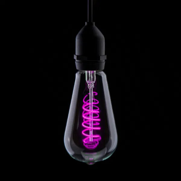 4W LED ST64 Spiral Funky Filament Lamp ES, Magenta