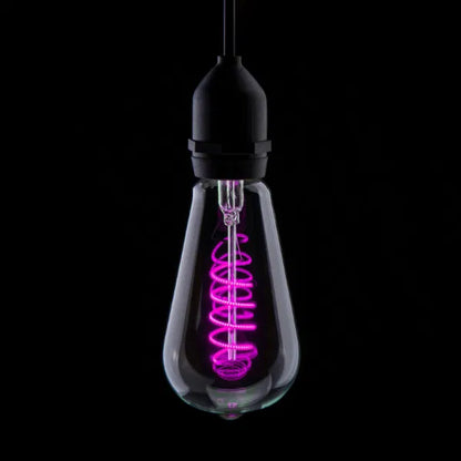 4W LED ST64 Spiral Funky Filament Lamp ES, Magenta