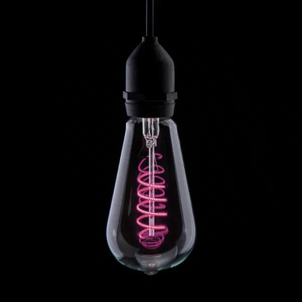 4W LED ST64 Spiral Funky Filament Lamp ES, Pink