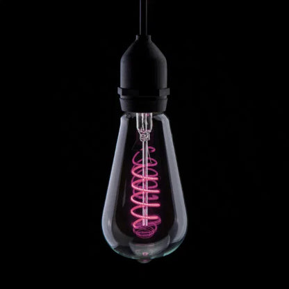 4W LED ST64 Spiral Funky Filament Lamp ES, Pink