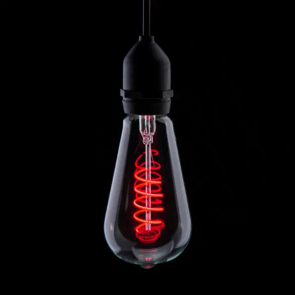 4W LED ST64 Spiral Funky Filament Lamp ES, Red