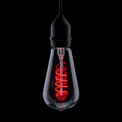 4W LED ST64 Spiral Funky Filament Lamp ES, Red