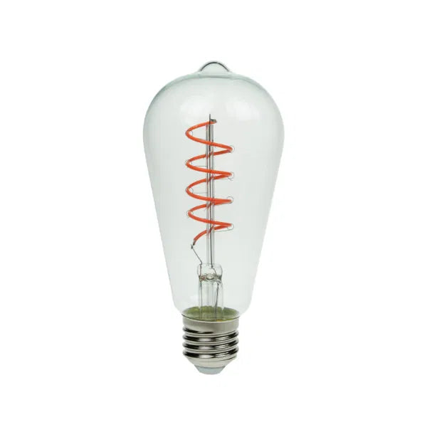 4W LED ST64 Spiral Funky Filament Lamp ES, Red