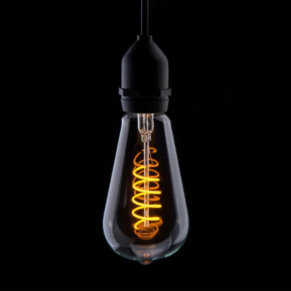 4W LED ST64 Spiral Funky Filament Lamp ES, Yellow