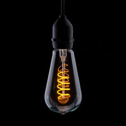 4W LED ST64 Spiral Funky Filament Lamp ES, Yellow