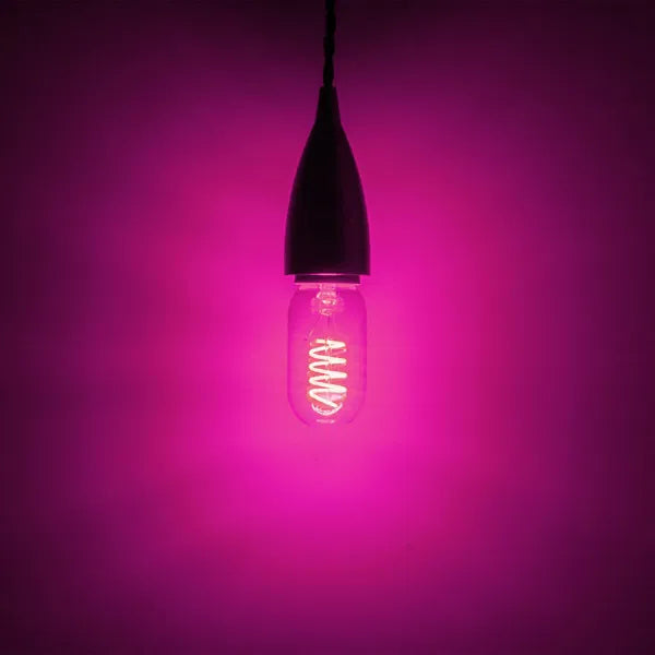 4W LED T45 Funky Spiral Filament Lamp ES, Magenta
