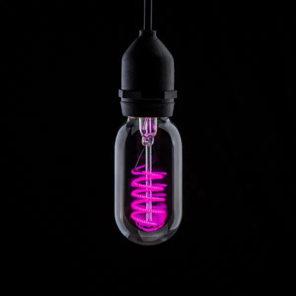 4W LED T45 Funky Spiral Filament Lamp ES, Magenta
