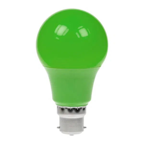 6W Dimmable LED Polycarbonate GLS Lamp, BC Green