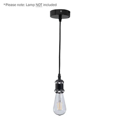 E27 Pendant Kit - Black Chrome with Black Fabric Cord