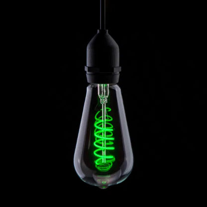 4W Dimmable LED ST64 Spiral Funky Filament Lamp BC, Green