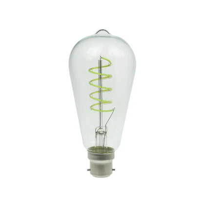 4W Dimmable LED ST64 Spiral Funky Filament Lamp BC, Green