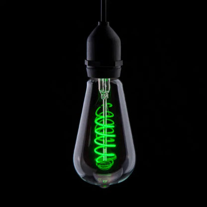 4W Dimmable LED ST64 Spiral Funky Filament Lamp ES, Green