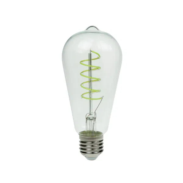 4W Dimmable LED ST64 Spiral Funky Filament Lamp ES, Green