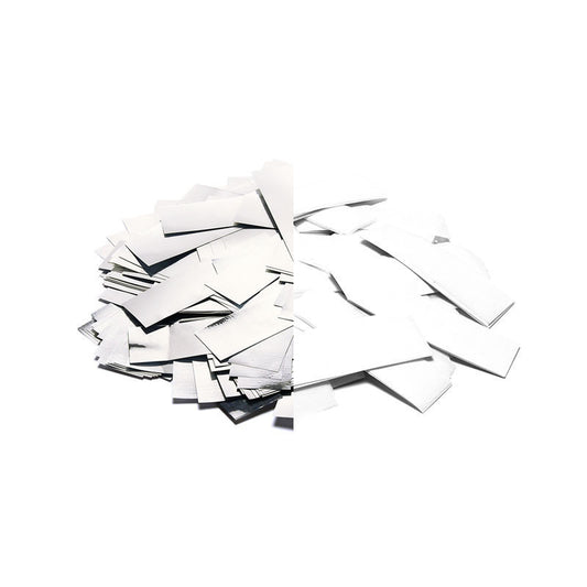 Slowfall Confetti Rectangles 55x17mm - White + Silver